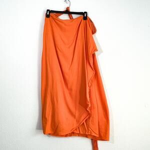 Asos Curve Wrap Skirt Womens Plus Size 24 Orange Summer Beachy Casual Boho
